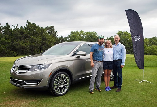 Matthew McConaughey, Shannon Mabrey Rotenberg, executive director, j.k. livin Foundation, and Dave Rivers, Lincoln marketing communications manager