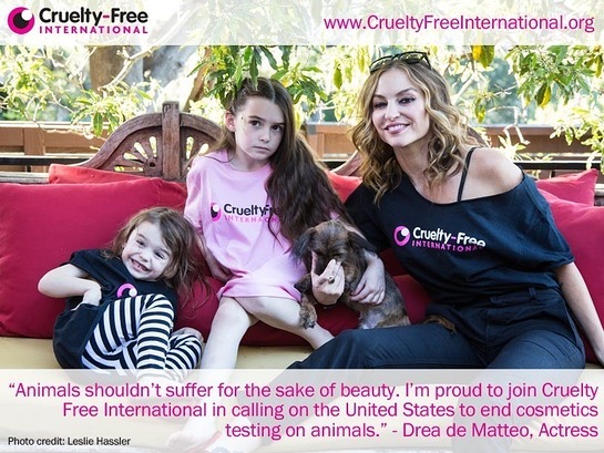 Drea de Matteo teams up with Cruelty Free International and its campaign to end cosmetics testing on animals in the US