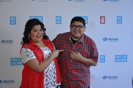 Raini Rodriguez and Rico Rodriguez on the red carpet at We Day Raini Rodriguez and Rico Rodriguez on the red carpet at We Day