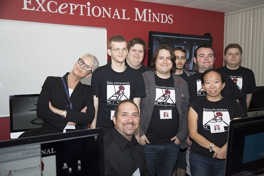 Jamie Lee Curtis, left, and the Exceptional Minds graduating class of 2015