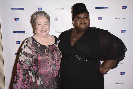 Kathy Bates and co- star Gabby Sidibe of American Horror Story attend American Cancer Society's Birthday Ball