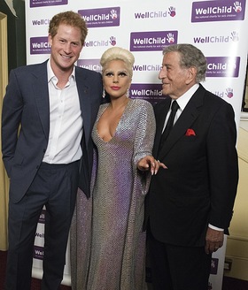 Prince Harry meets Lady Gaga and Tony Bennett at a Wellchild concert