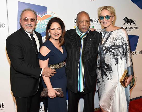 Gloria and Emilio Estefan, Quincy Jones & Sharon Stone 