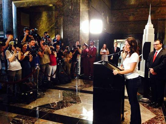 Kristin Davis Speaks Before Lighting Empire State Building