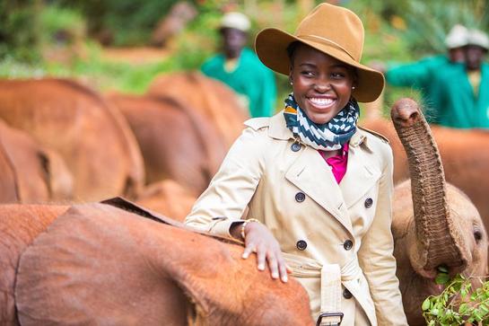 Lupita Nyong'o visits The David Sheldrick Wildlife Trust's Nairobi Elephant Orphanage