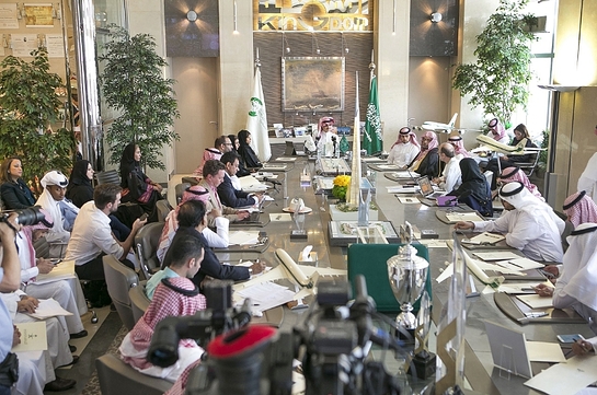 Prince Alwaleed Heads Press Conference in the Presence of Prince Khaled Bin Alwaleed & Princess Reem Bint Alwaleed