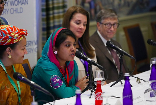 18-year-old Anoyara Khatun called for an end to human trafficking at the event.