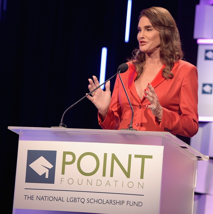 Caitlyn Jenner speaks onstage during the Point Foundation's Annual Voices On Point Gala at the Hyatt Regency Century Plaza 