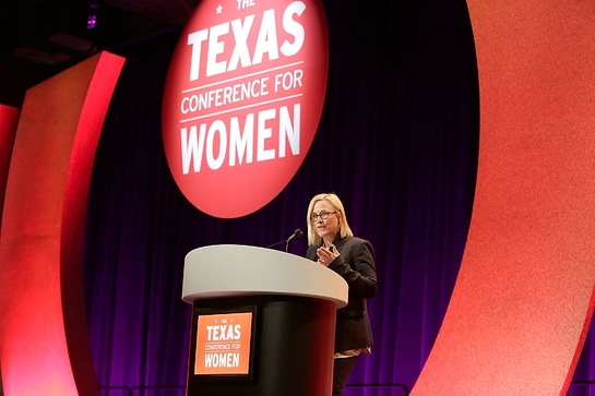 Patricia Arquette addresses 7000 attendees at the sold-out 16th annual Texas Conference for Women in Austin