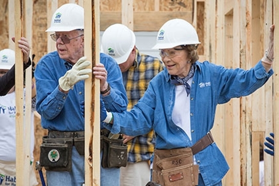President and Mrs. Carter helped build a home with Habitat for Humanity in Memphis, Tennessee President and Mrs. Carter helped build a home with Habitat for Humanity in Memphis, Tennessee
